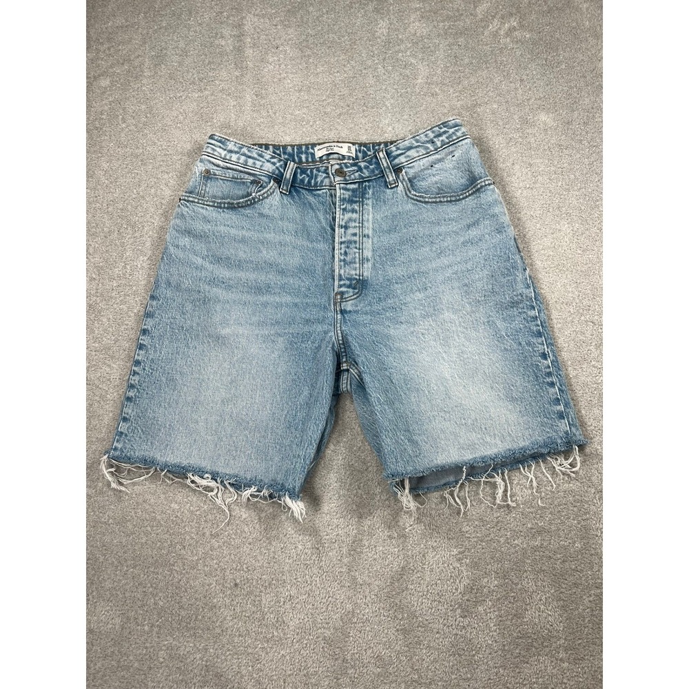 Abercrombie & Fitch The Dad High Rise Curve Love Denim Shorts Light Wash 30 10R